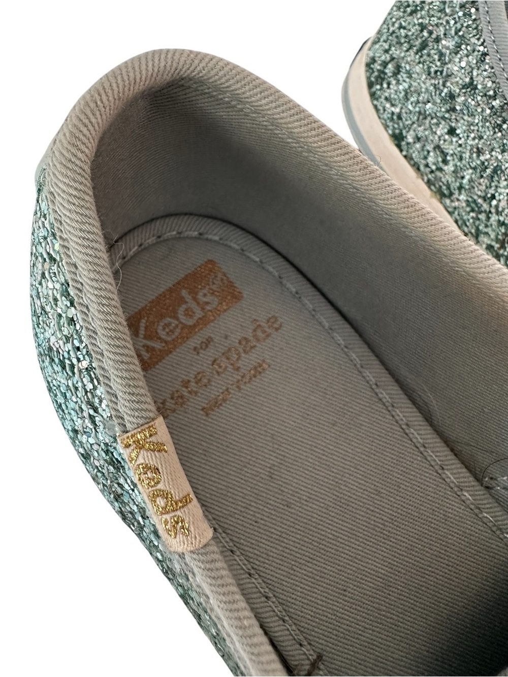 Keds X Kate Spade New York Champion Glitter Low-Top Sneakers, Aqua Blue, 7.5 - Picture 10 of 13